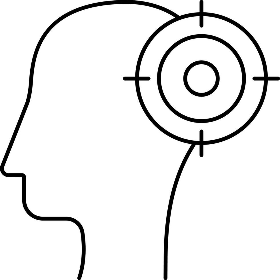 Black Linear Of Mind Focus Icon Or Symbol. vector