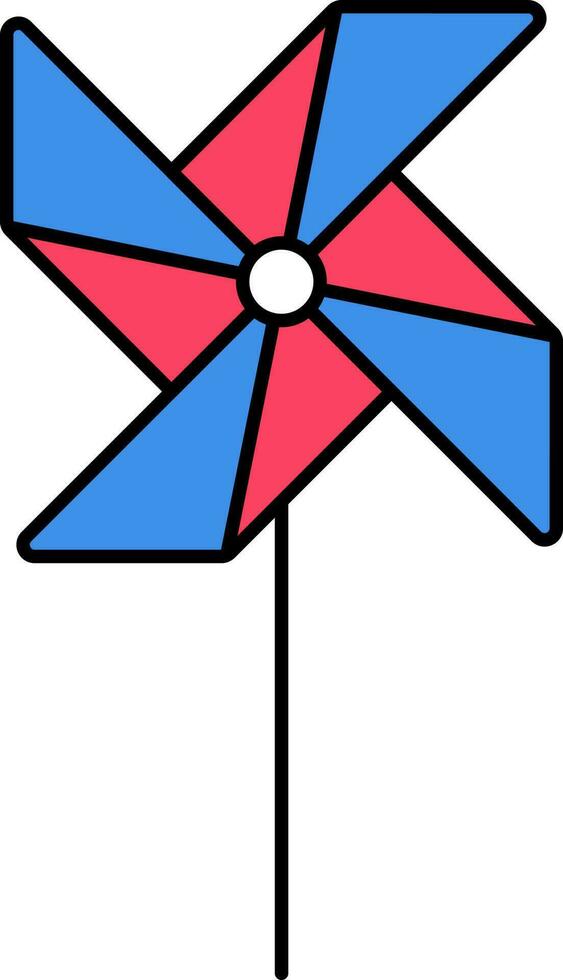 Red And Blue Illustration Of Pinwheel Flat Icon. vector