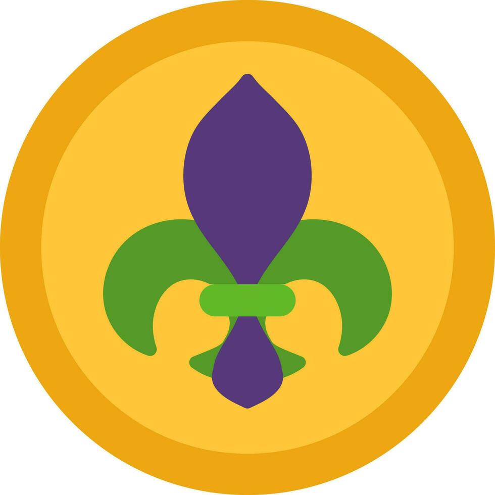 Flat Fleur De Lys Symbol Coin Tricolor Icon. vector
