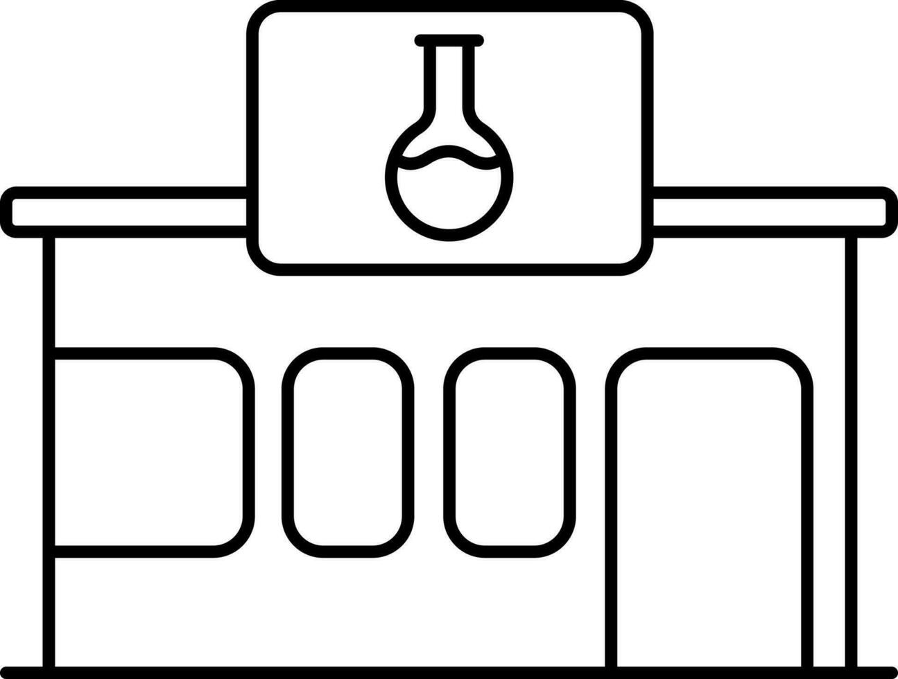 Laboratory Building Icon In Black Stroke. vector