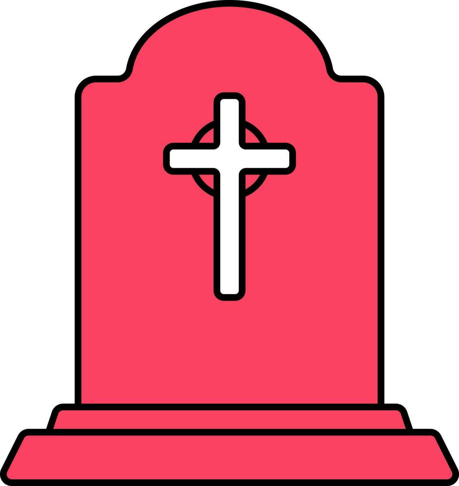 Red Gravestone Icon Or Symbol In Flat Style. vector