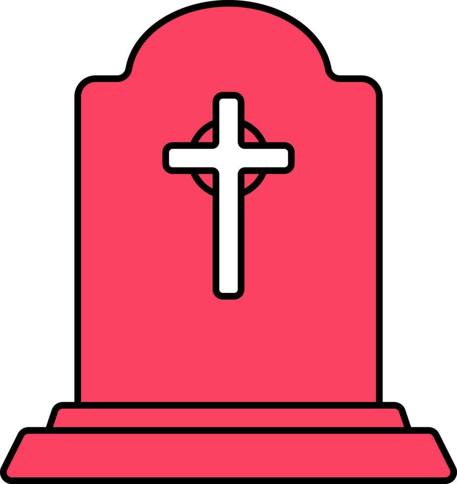 rojo lápida sepulcral icono o símbolo en plano estilo. vector