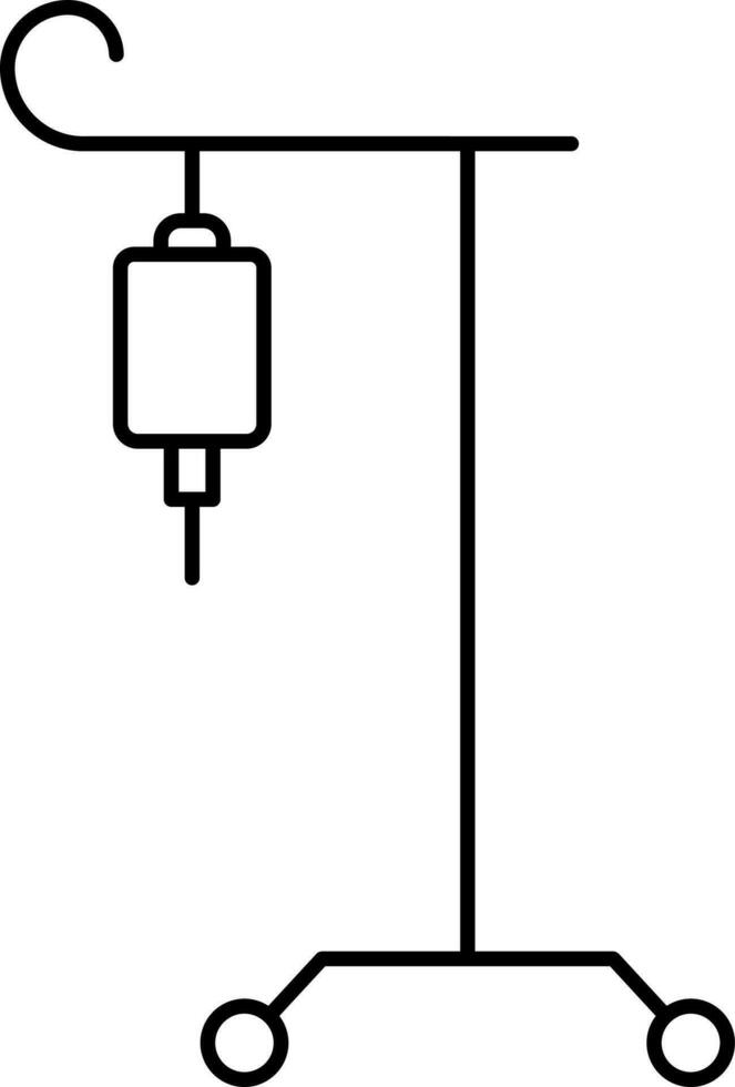 Iv Bag Stand Icon In Black Line Art. vector