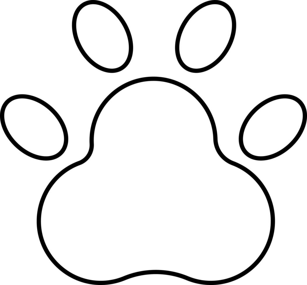 Pet Paw Icon In Black Line Art. vector