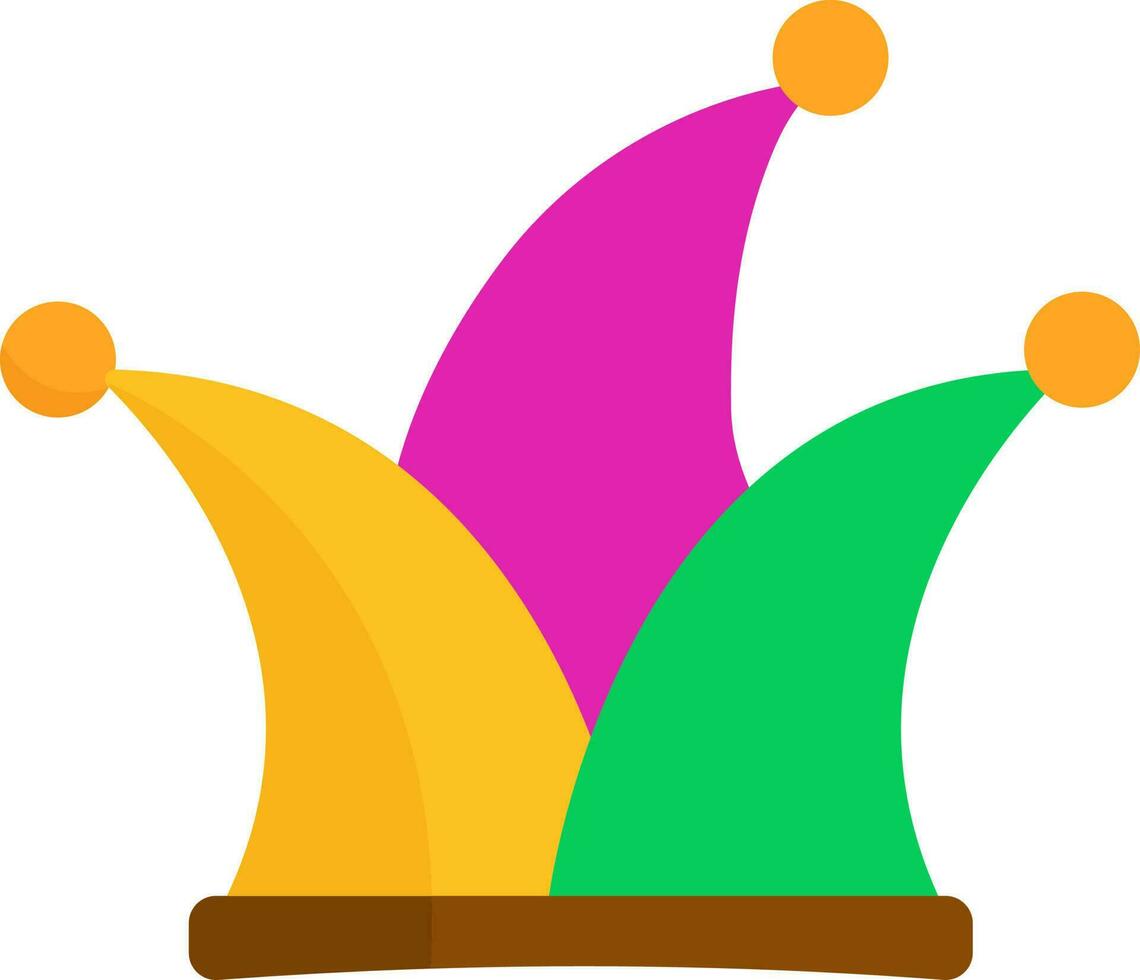 Tricolor Jester Hat Icon In Flat Style. vector