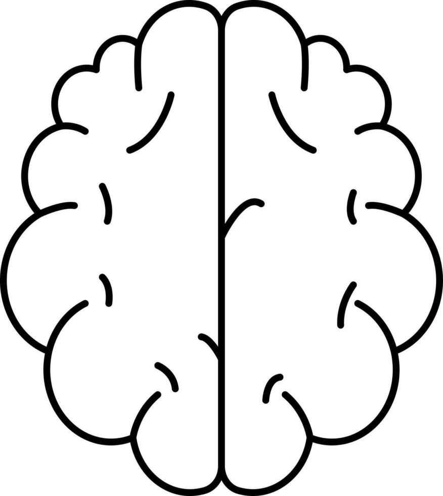 Black Linear Style Human Brain Icon. vector