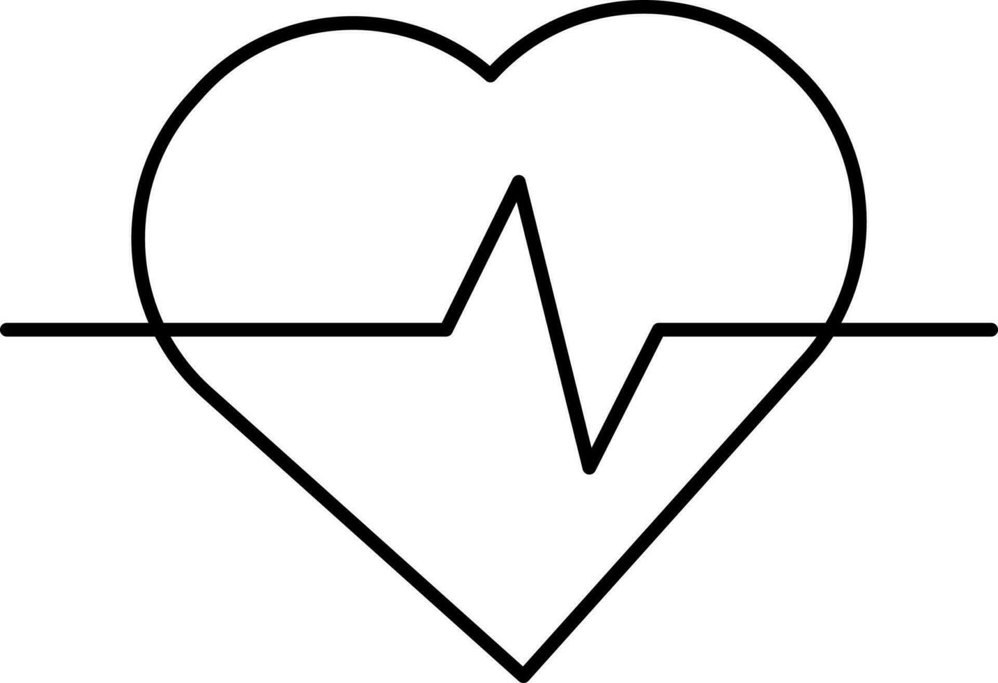 Black Linear Style Heartbeat Icon. vector
