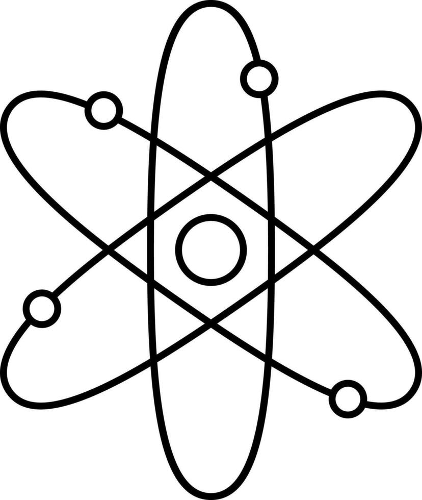 Atomic Symbol Or Icon In Black Outline. vector