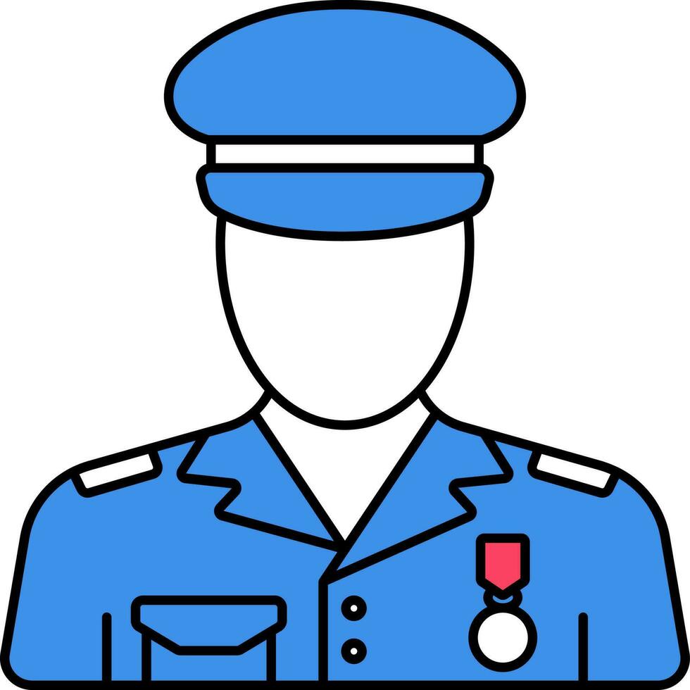 Faceless American Police Man Cartoon Icon Or Symbol. vector