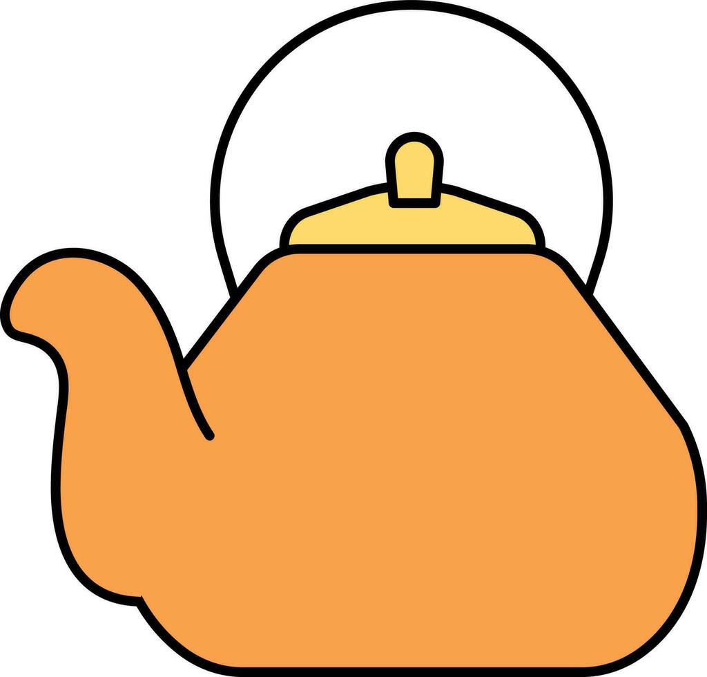 Flat Style Kettle Orange And Yellow Icon. vector