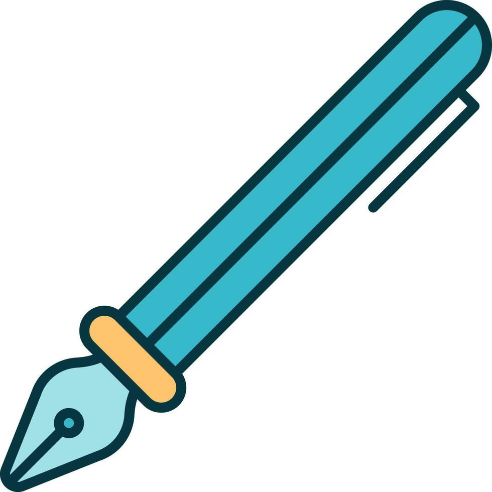 Blue Fountain Pen Flat Icon Or Symbol. vector
