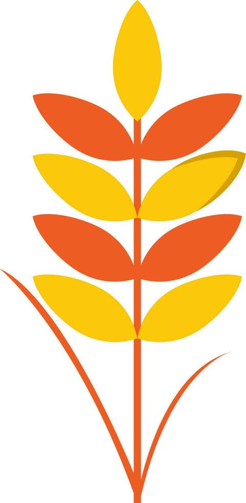 Orange And Yellow Wheat Plant Icon In Flat Style. vector