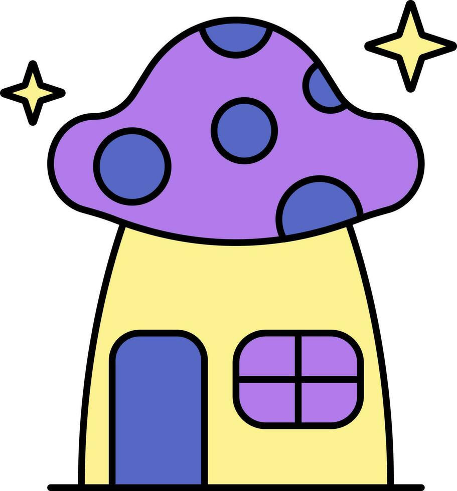 Mushroom House Icon In Flat Style. vector