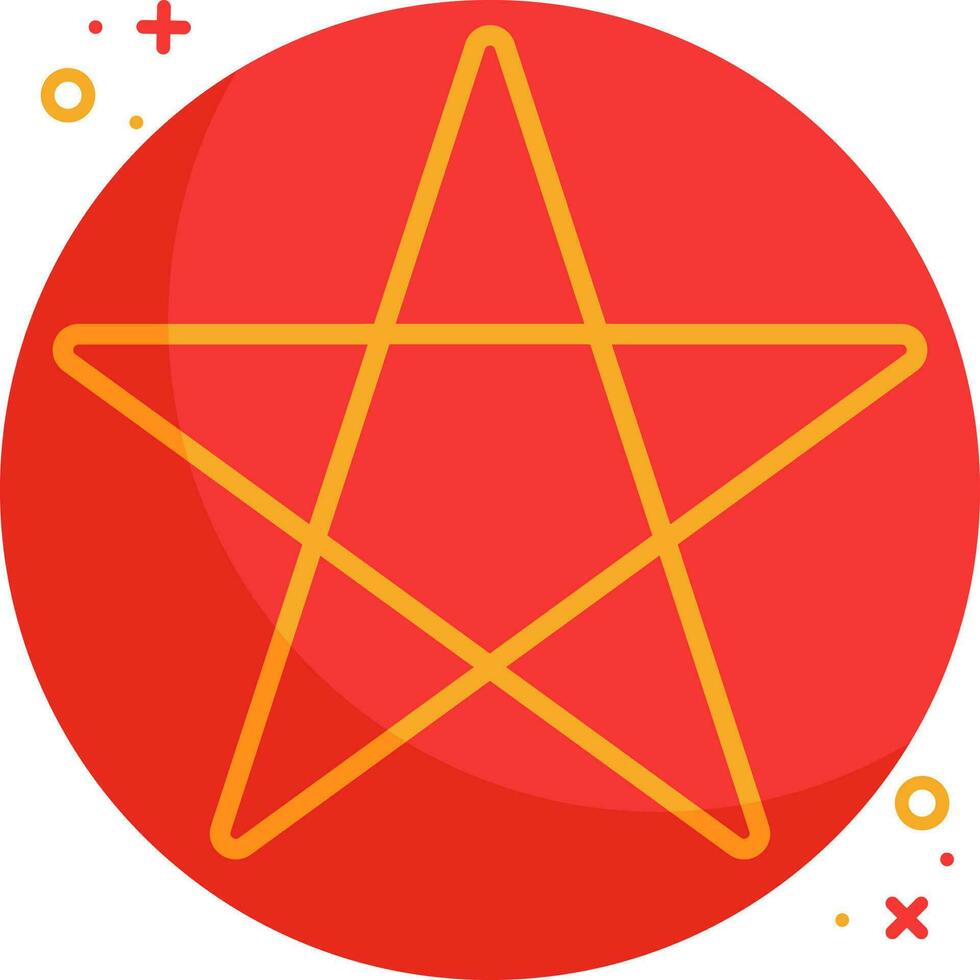 Star Of David on Circle Icon In Yellow And Red Color. vector