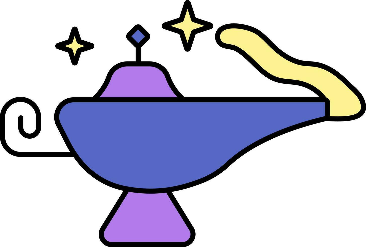 Magic Lamp Purple And Yellow Icon In Flat Style. vector
