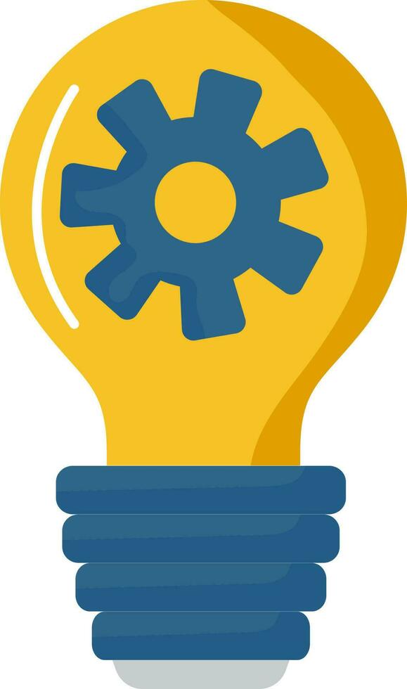 Cogwheel In Light Bulb Blue And Yellow Icon. vector