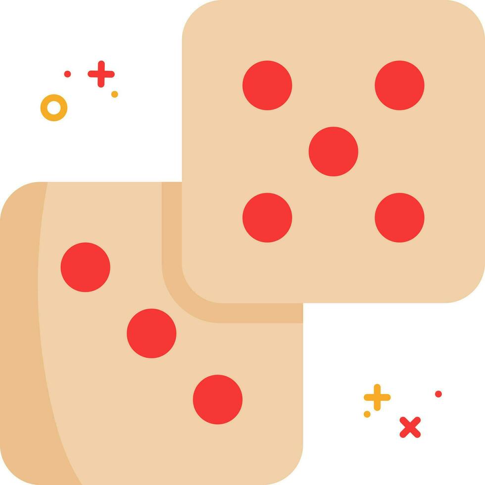 Five And Three Number Dice Icon In Red And Peach Color. vector