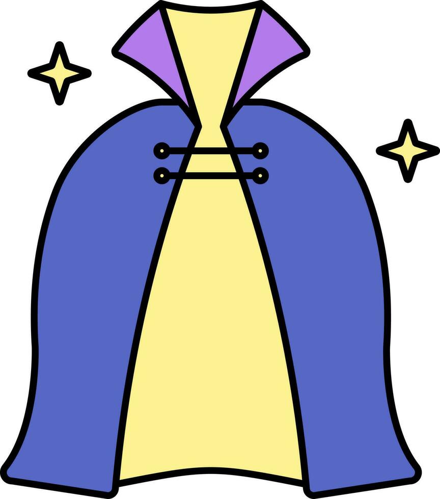 Purple And Yellow Cape Icon In Flat Style. vector