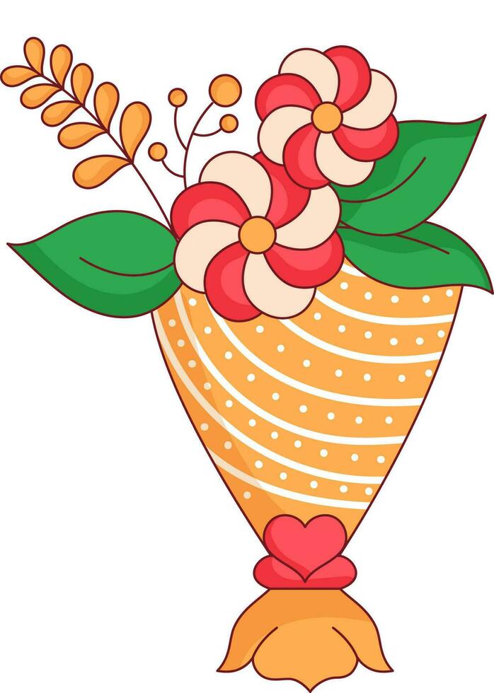 Isolated Colorful Flower Bouquet Icon In Flat Style. vector