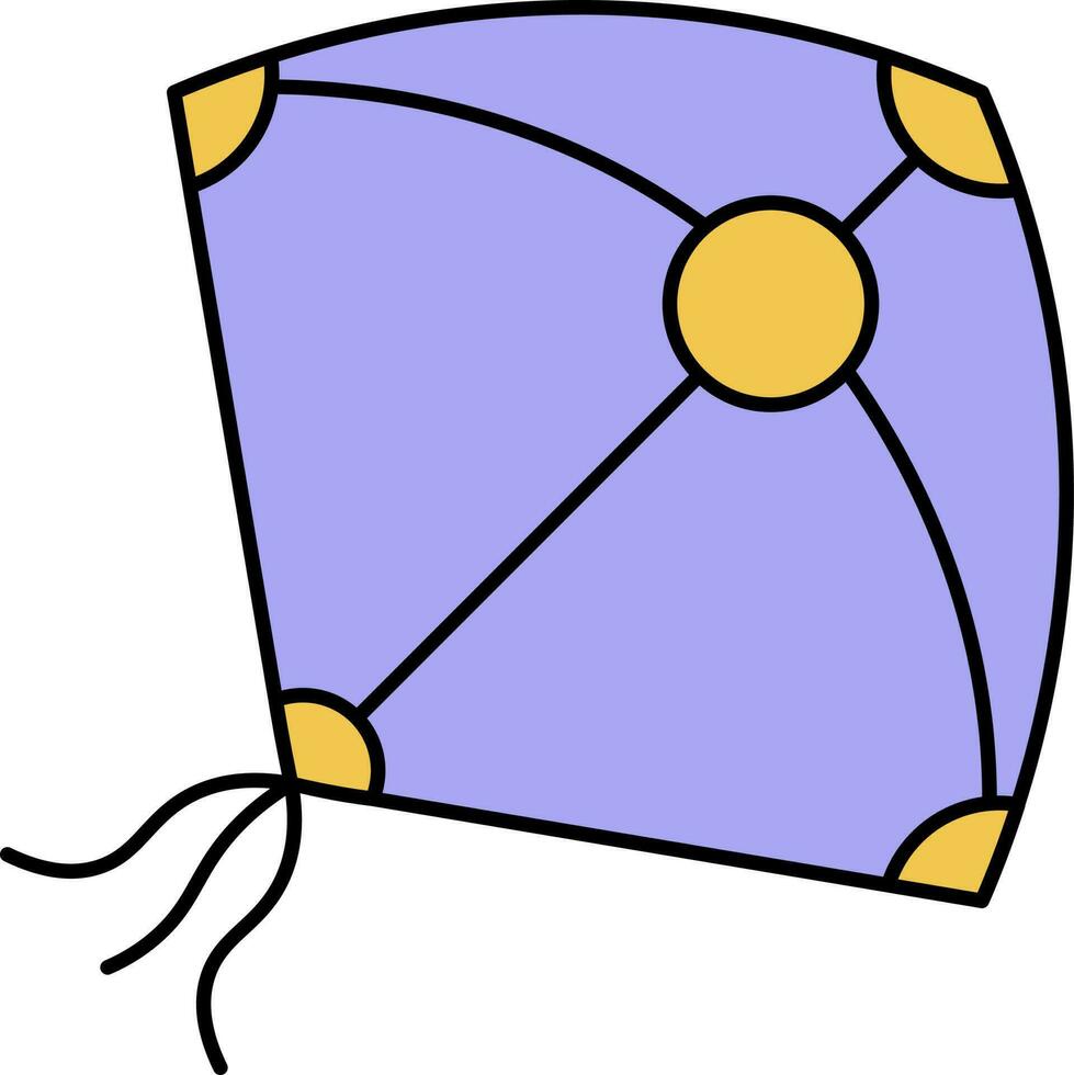 Yellow And Blue Flying Kite On White Background. vector
