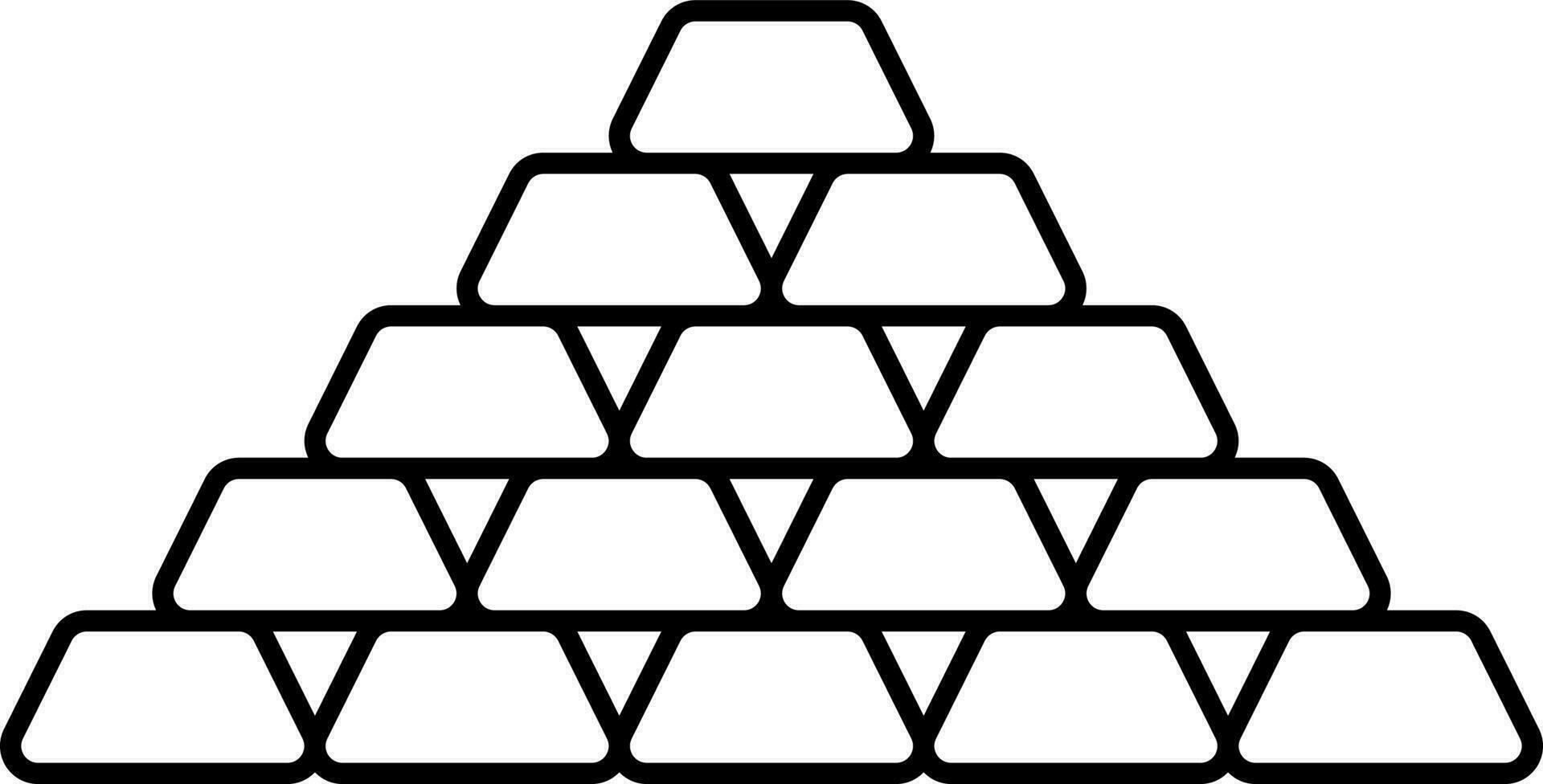 oro lingote pirámide negro contorno icono. vector