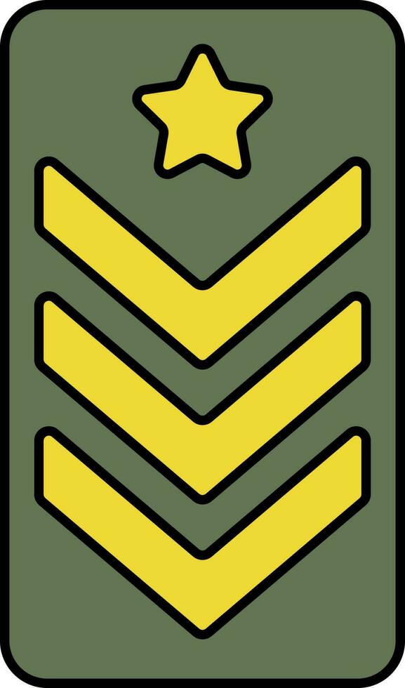 Military Rank Badge Icon In Green And Yellow Color. vector
