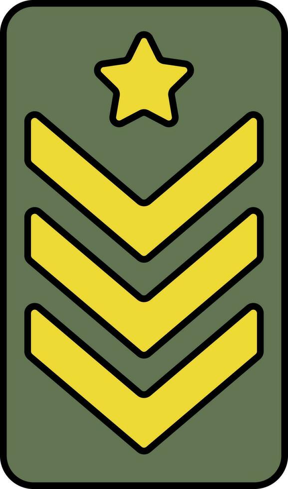 Military Rank Badge Icon In Green And Yellow Color. vector