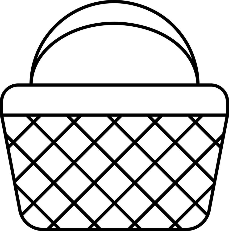 Isolated Shopping Basket Icon In Black Line Art. vector