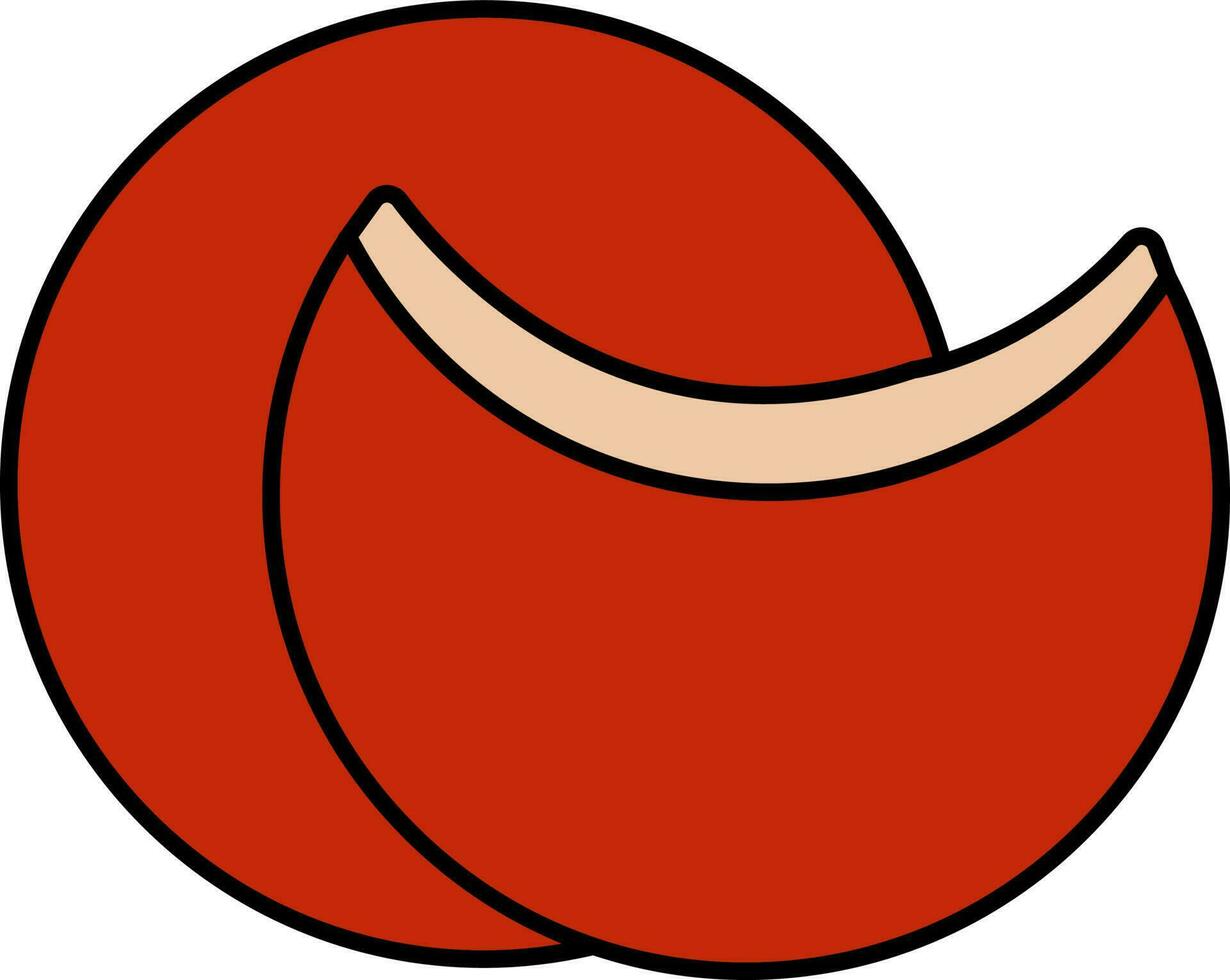 Pastel de luna o Luna tarta icono en rojo color. vector