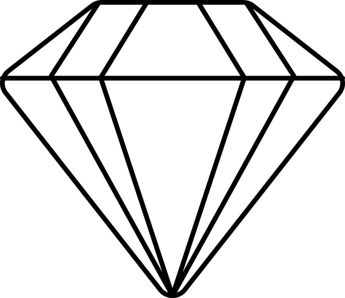 Isolated Diamond Icon In Black Outline. vector