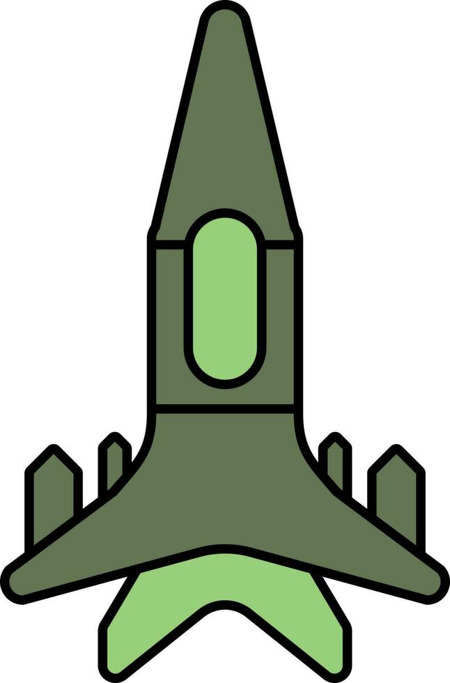 Fighter Plane Icon In Green Color. vector