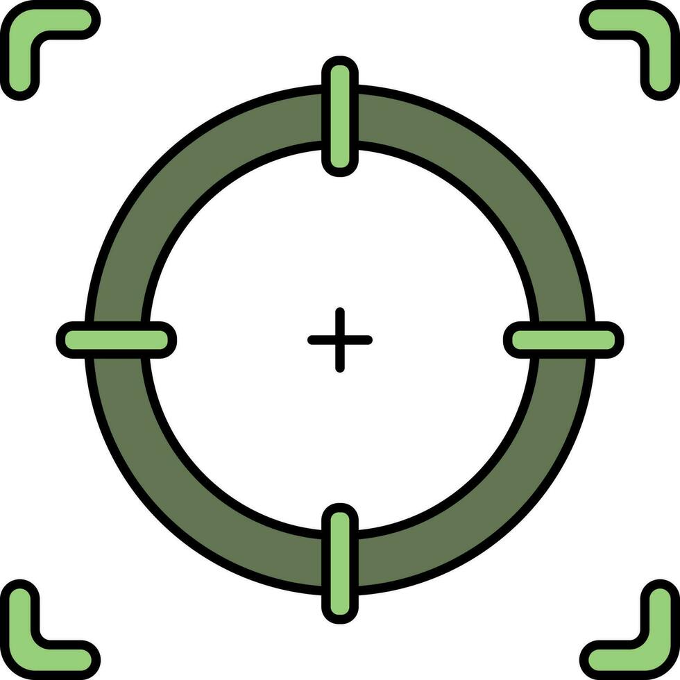 Flat Focus Icon In Green Color. vector
