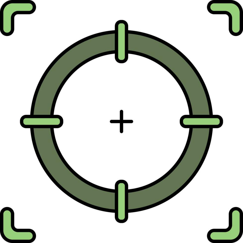 Flat Focus Icon In Green Color. vector