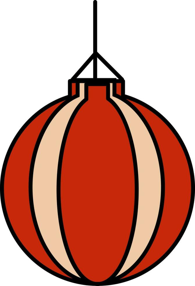 Illustration Of Chinese Lantern Flat Icon In Red Color. vector
