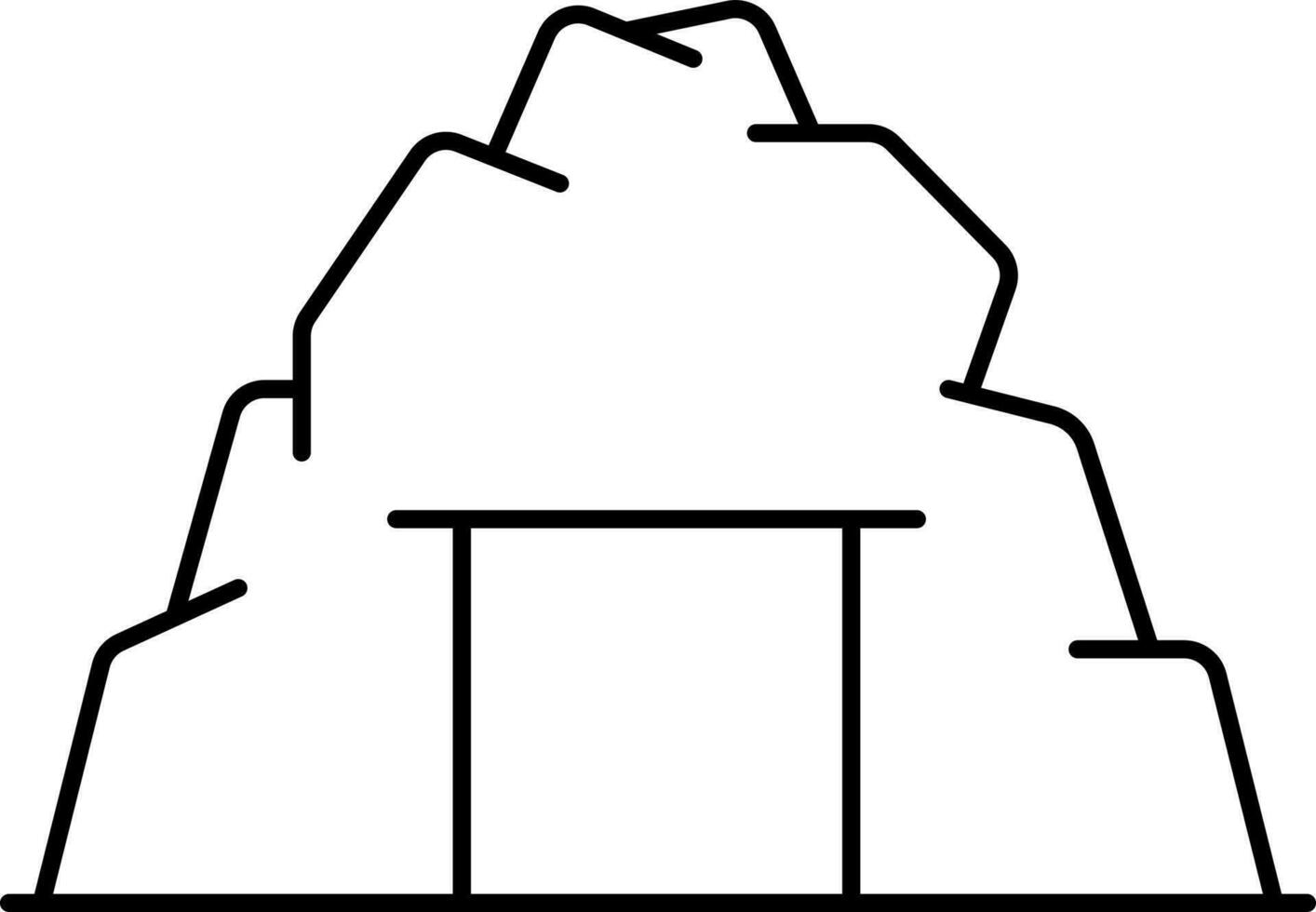 Black Line Art Illustration Of Underground Icon. vector