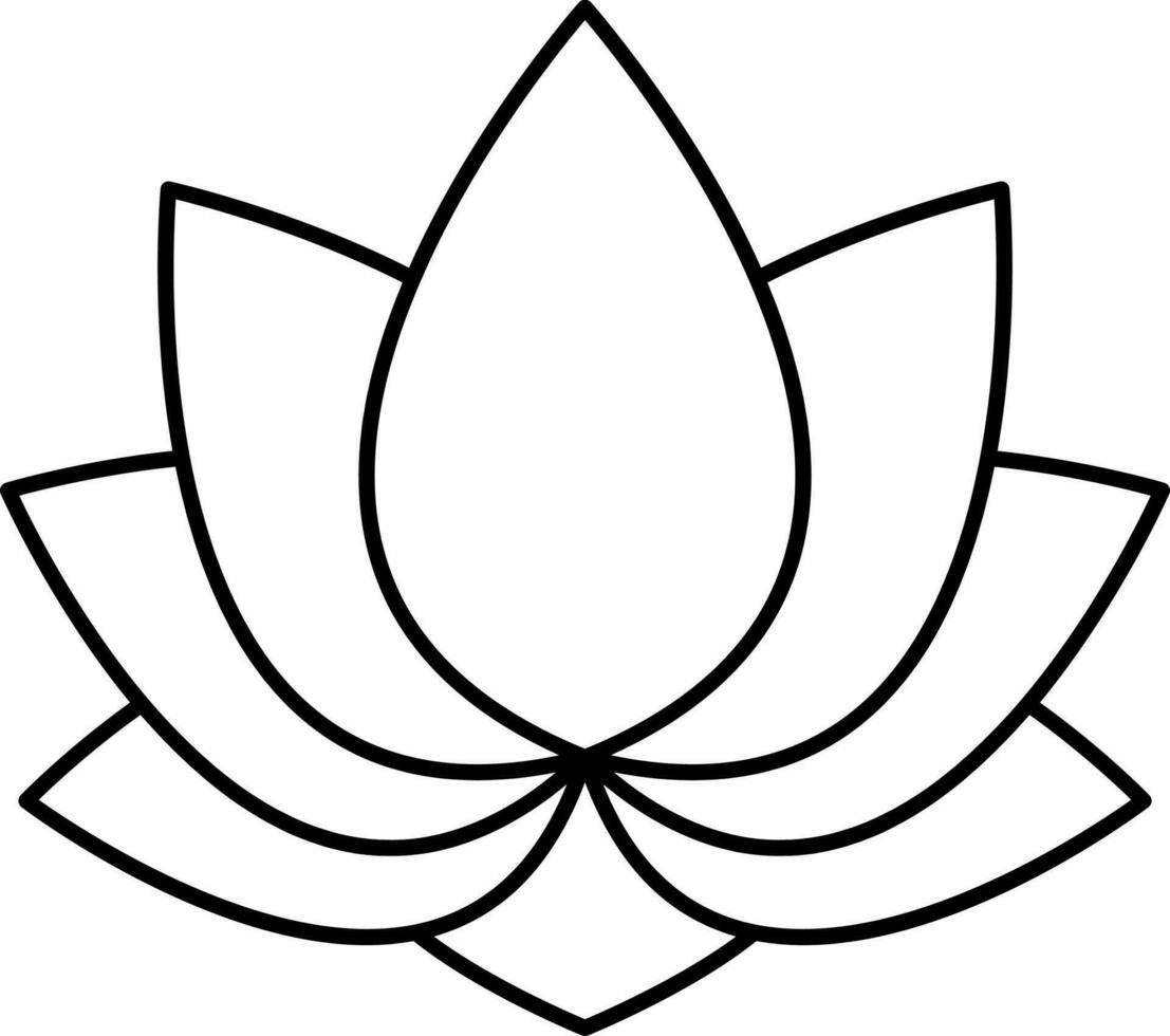 Black Thin Line Art Of Lotus Flower Icon. vector