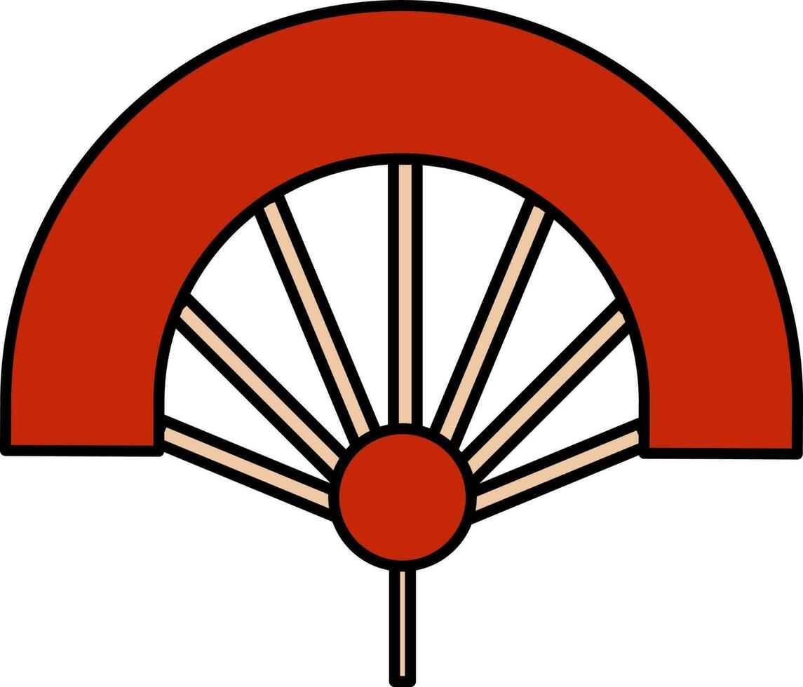 Flat Style Red Folding Fan Icon Or Symbol. vector