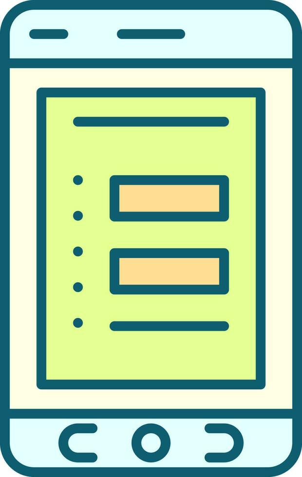 Paper In Smartphone Screen Blue And Yellow Icon. vector