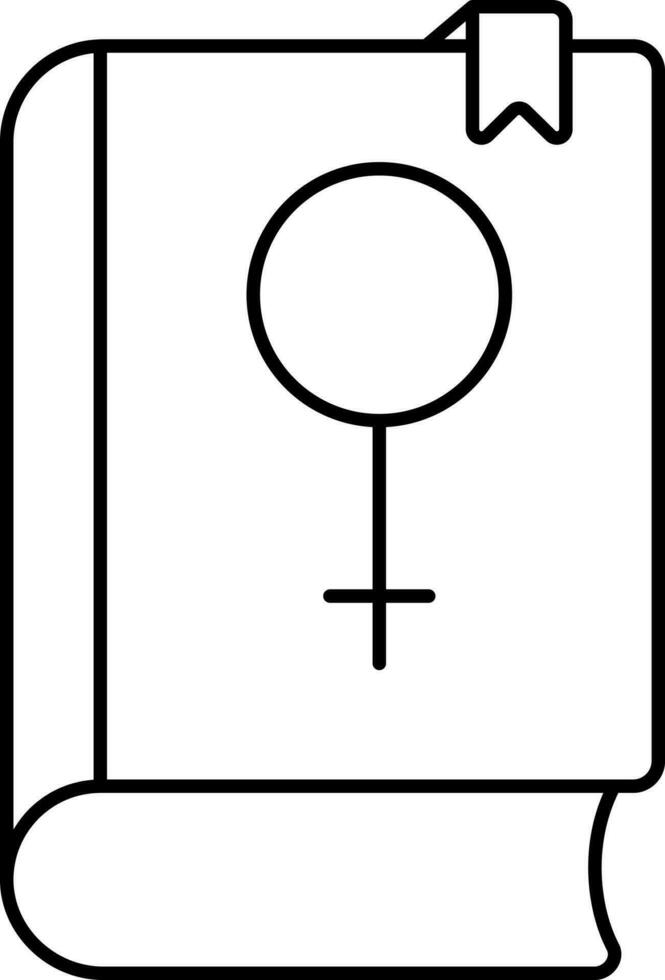 Female Gender Book Black Thin Line Art Icon. vector