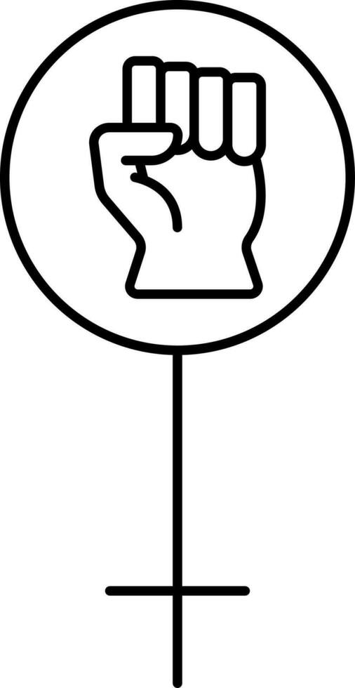 Fist Symbol Female Gender Icon In Black Outline. vector