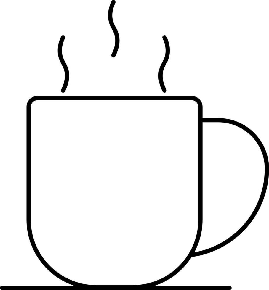 Hot Tea Or Coffee Cup Icon In Black Outline. vector