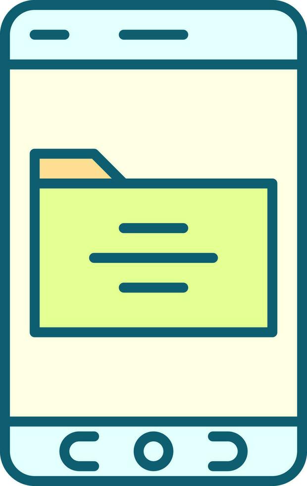 Folder Symbol Smartphone Screen Blue And Yellow Icon. vector