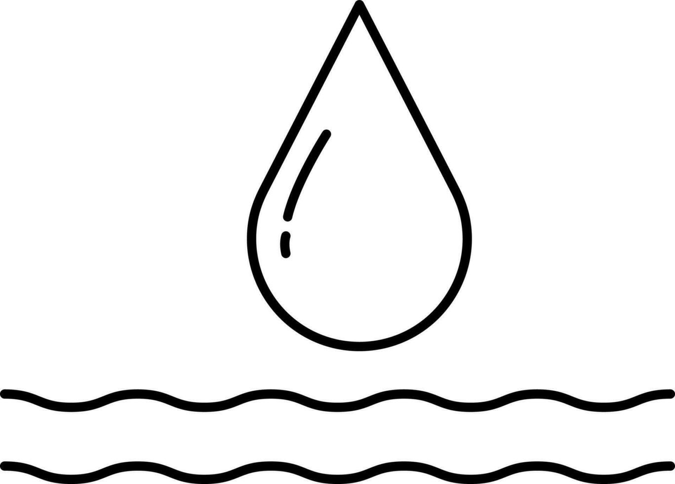 Drop With Wave Icon In Black Linear Style. vector