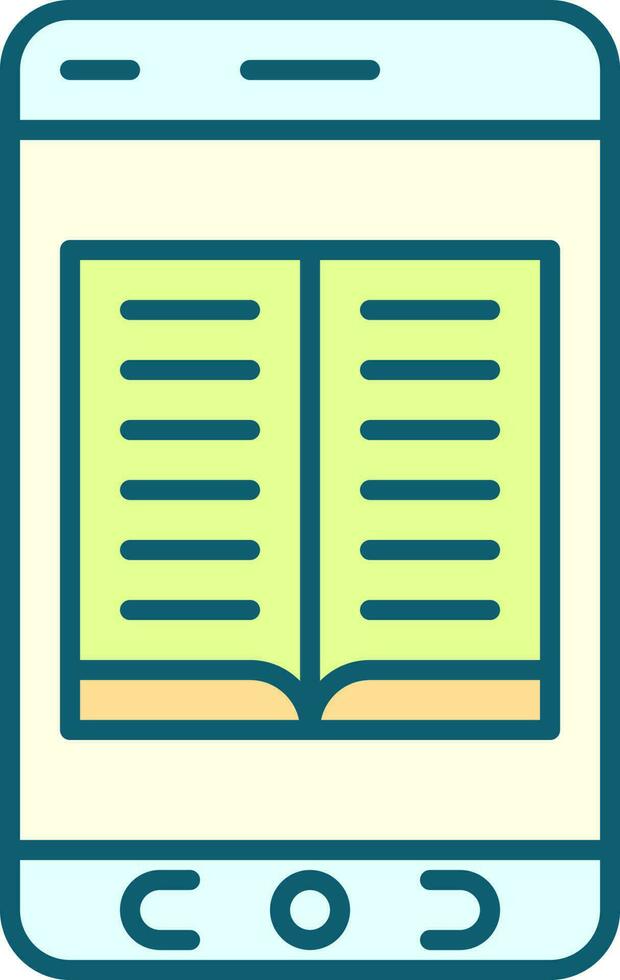 Open Book In Smartphone Screen Green And Blue Icon. vector