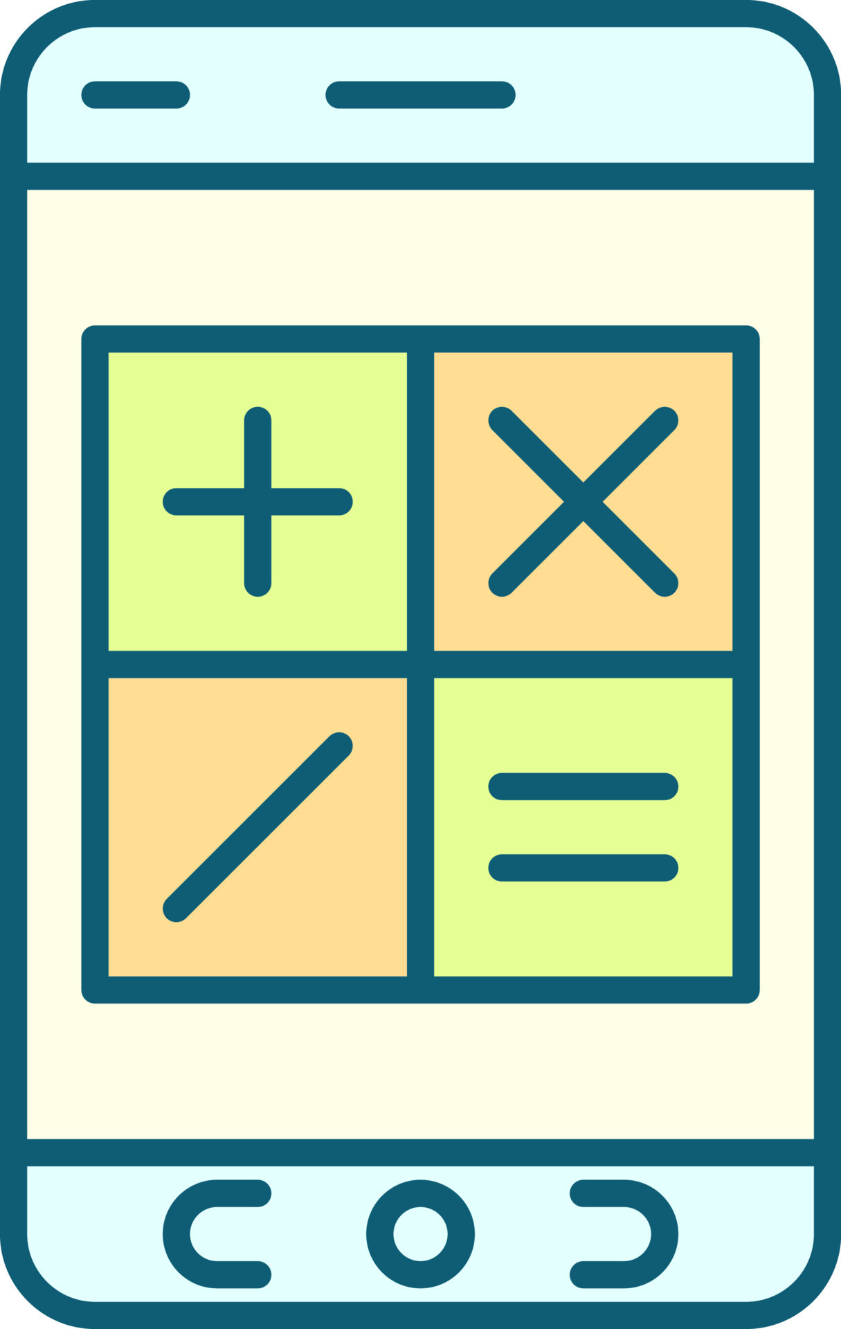 Calculator Symbol Smartphone Screen Icon In Blue And Yellow Color