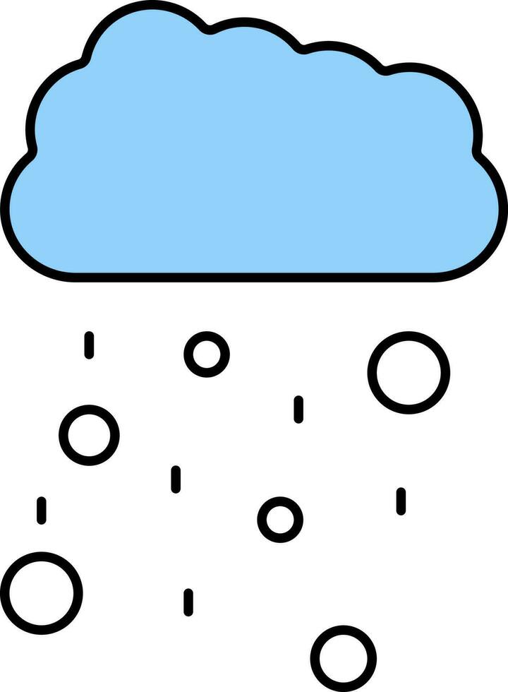 Flat Style Snowfall With Rain Cloud Blue Icon . vector