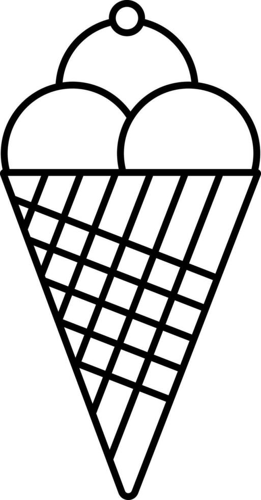 Isolated Ice Cream Cone Icon In Black Linear. vector