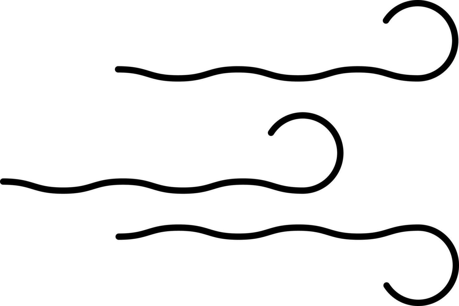 Windy Weather Icon Or Symbol In Black Color. vector