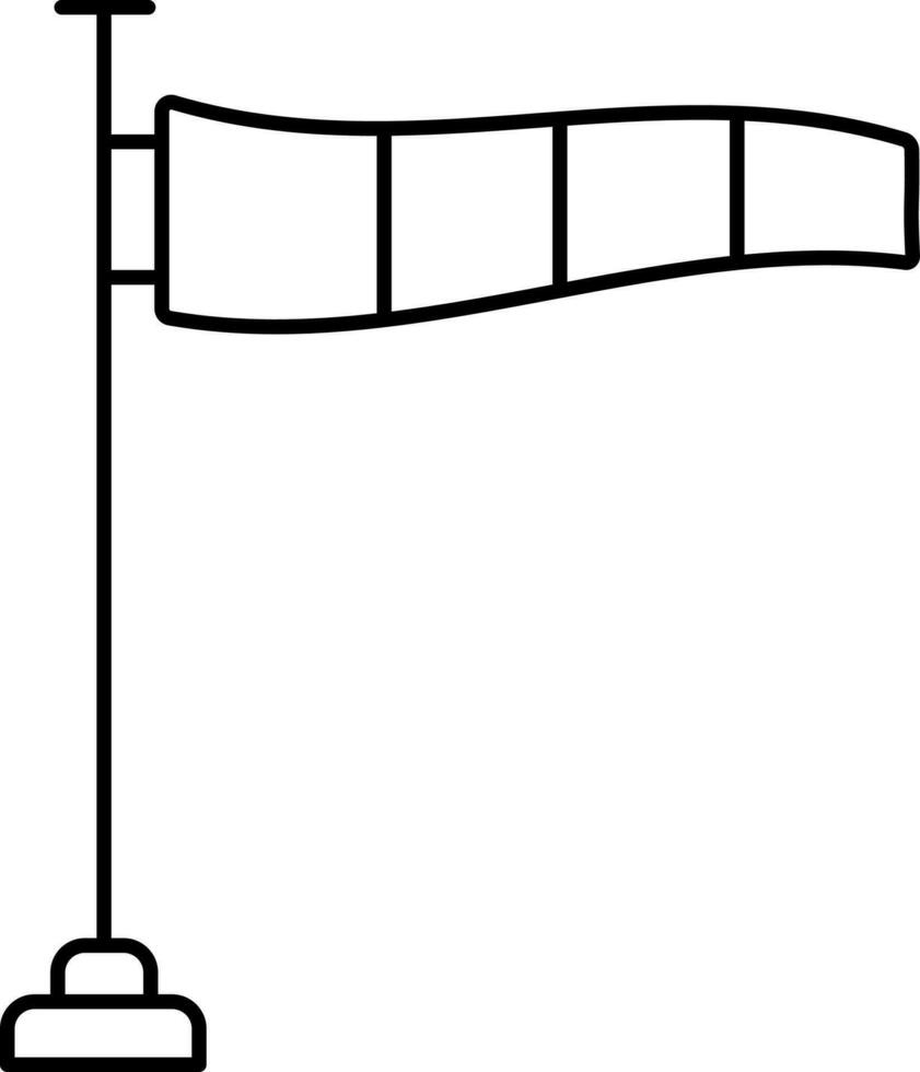Wavy Windsock Icon In Black Line Art. vector