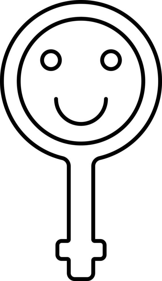 Smiley Face Female Gender Line Art Icon Or Symbol. vector